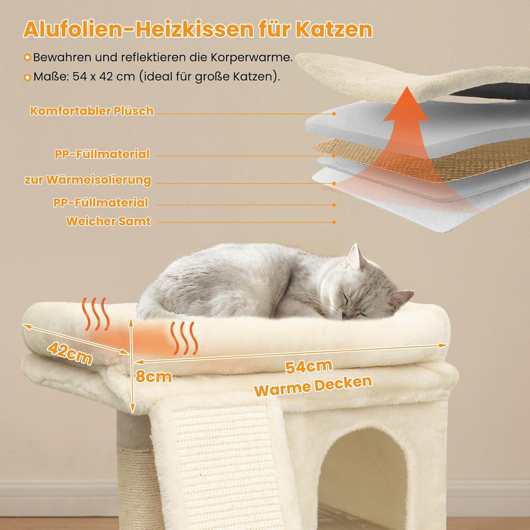 Kratzbaum klein für grosse Katzen XXL - 60cm hoch, Katzenbaum mit extra grosser Plattform (40x50cm)
