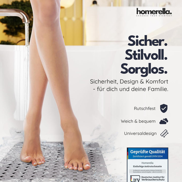 homerella® Badewannenmatte rutschfest 88x39cm, INKL. HAKEN, Rutschfeste Badematte BPA frei, Duschmat