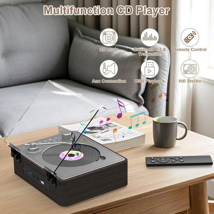 Mycket CD Player Tragbar mit Bluetooth 5.0, CD Musik mit Fernbedienung, HiFi-Dual-Stereo-Lautspreche