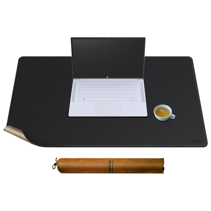 MAIDERN Schreibtischunterlage Kork & Leder 90 x 50cm, Doppelseitiges Schreibtischunterlage filz, Gro
