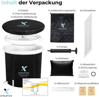 Athleticx Premium Eisbad XXL, Faltbare badewanne Erwachsene, Faltbare Aufblasbare Eistonne für Sport