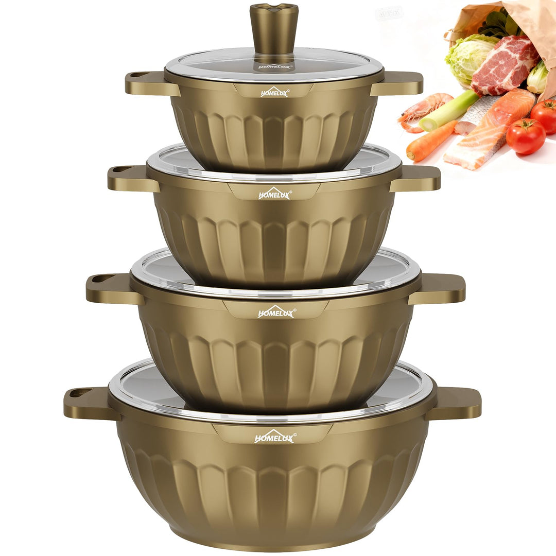 HOMELUX Topfset Induktion 8-teilig, 20/24/28/32cm Kochtopf Set mit Antihaftbeschichtet, Kochtöpfe In