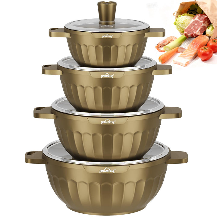 HOMELUX Topfset Induktion 8-teilig, 20/24/28/32cm Kochtopf Set mit Antihaftbeschichtet, Kochtöpfe In