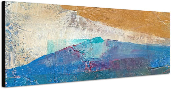 Paul Sinus Art Panoramabild auf Leinwand und Keilrahmen 150x50cm Handmalerei Berge Landschaft abstra