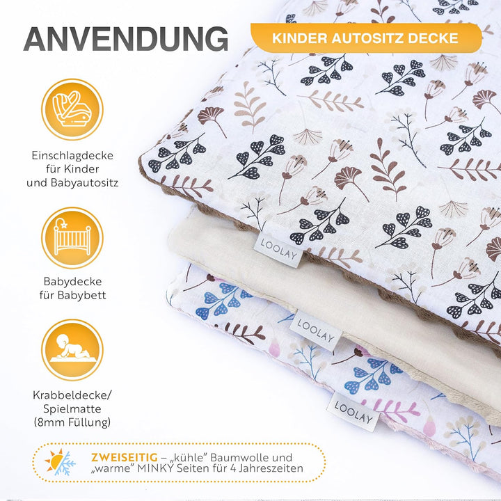 LOOLAY Einschlagdecke Babyschale - Babydecke Autositz 90x90 cm - Fusssack für Autositz Ganzjahresdec