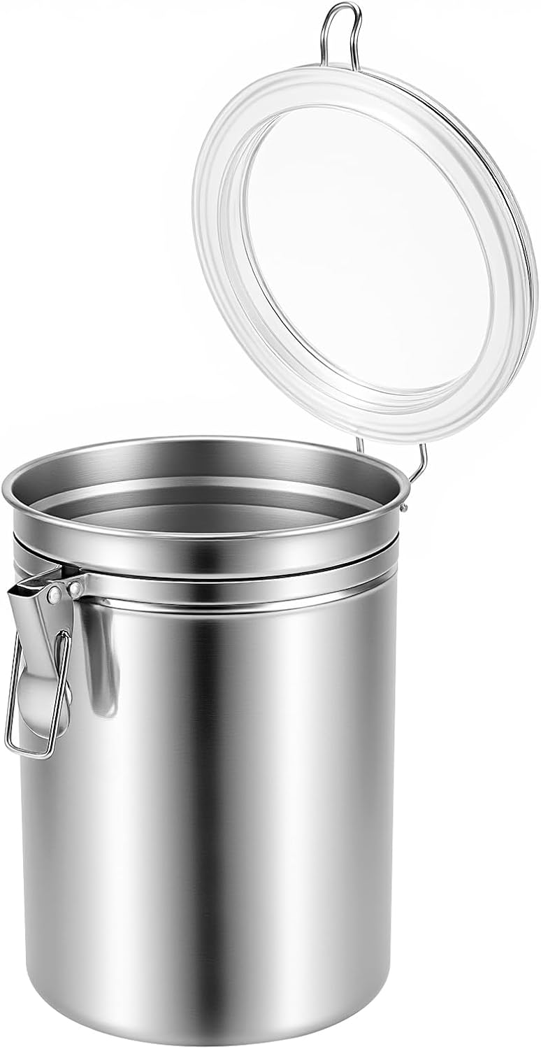 FUNSUEI 3er Set Kaffeedose Edelstahl 1800 ml, Kaffeebehälter Luftdicht mit Transparente Dekel, 12,5