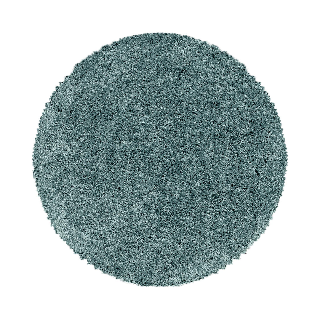 Homebyhome Shaggy Teppich Wohnzimmer Runder Flauschiger Teppich Aqua 120 cm Rund Einfarbig - Hochflo