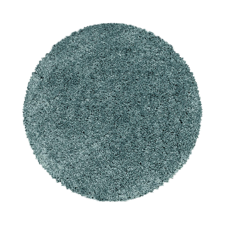 Homebyhome Shaggy Teppich Wohnzimmer Runder Flauschiger Teppich Aqua 120 cm Rund Einfarbig - Hochflo