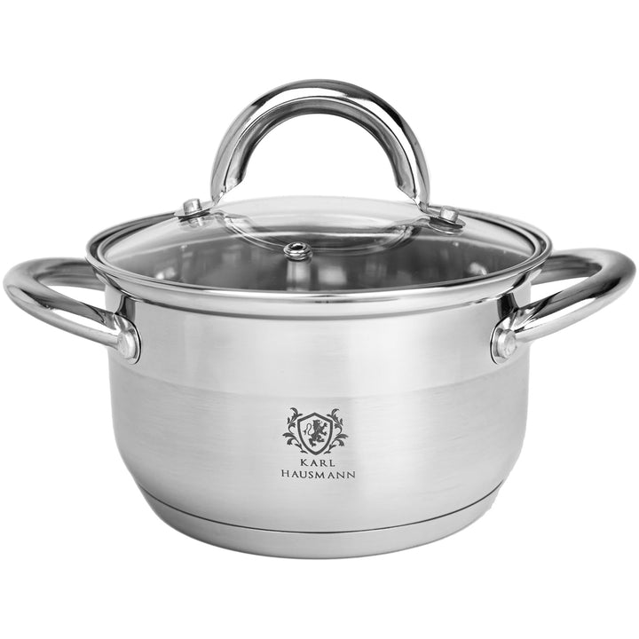 Edelstahl Topf - 1.6L - Ø 16 cm - Kochtopf Induktion für alle Herdarten Geeignet - Edelstahltopf mit
