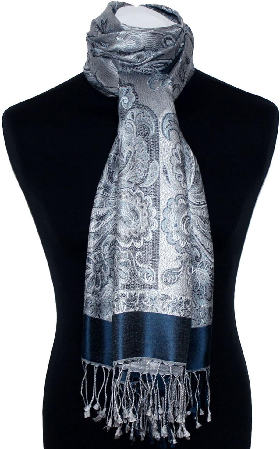 Lorenzo Cana Damen Pashmina Schal Schaltuch jacquard gewebt 100% Seide 70 x 190 cm Paisley Seidensch