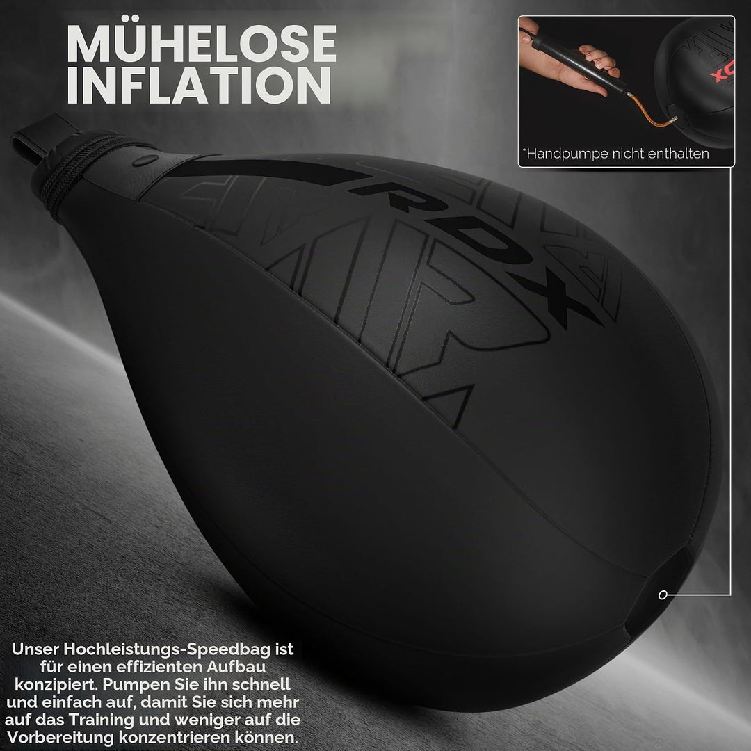 RDX Boxbirne Maya Hide Leder Set, Speedball Hängend Mit Halterung, Punchingball Boxing Speed Bag, Ge