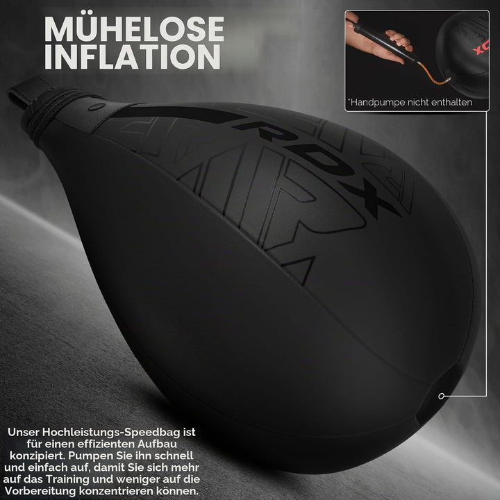 RDX Boxbirne Maya Hide Leder Set, Speedball Hängend Mit Halterung, Punchingball Boxing Speed Bag, Ge