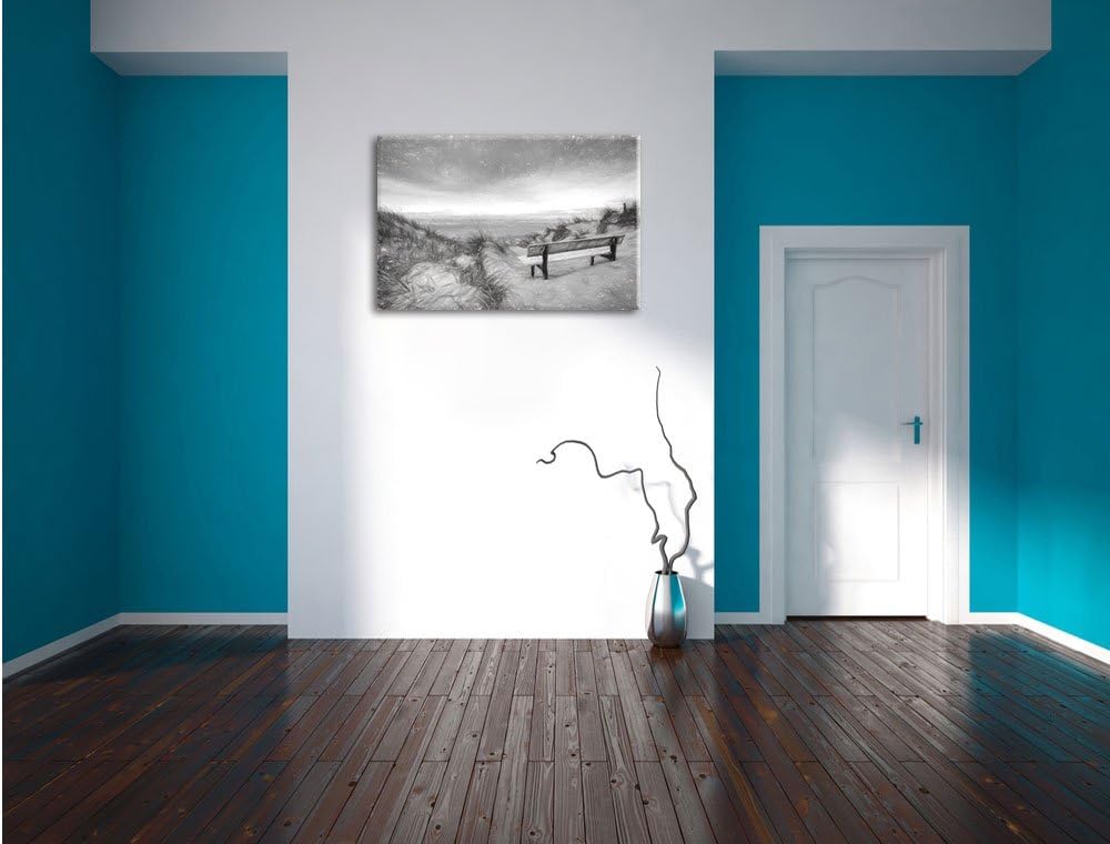 Pixxprint Blick auf das Meer / 100x70cm Leinwandbild bespannt auf Holzrahmen/Wandbild Kunstdruck Dek