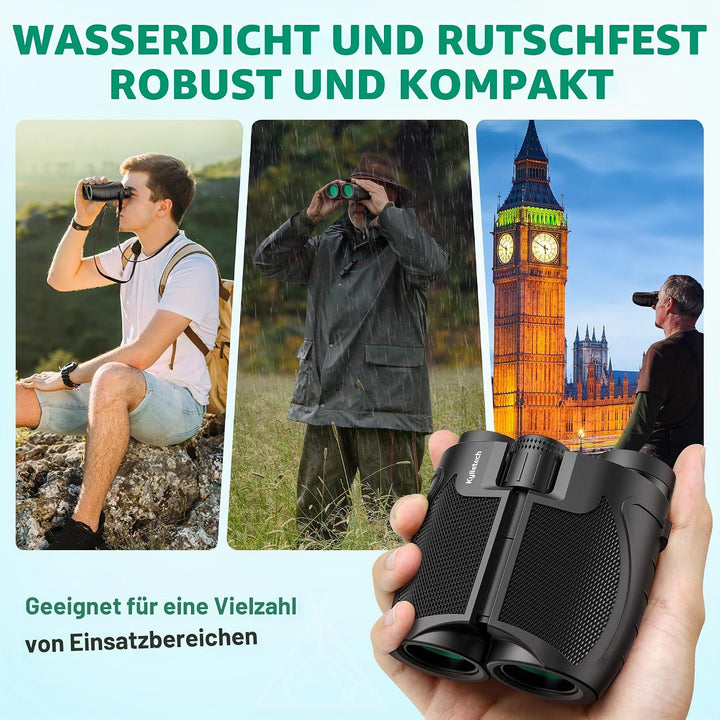 Kylietech Kompakt Fernglas 12x25, Leichtes Ferngläser für Erwachsene und Kinder, FMC Multi-Coated Op