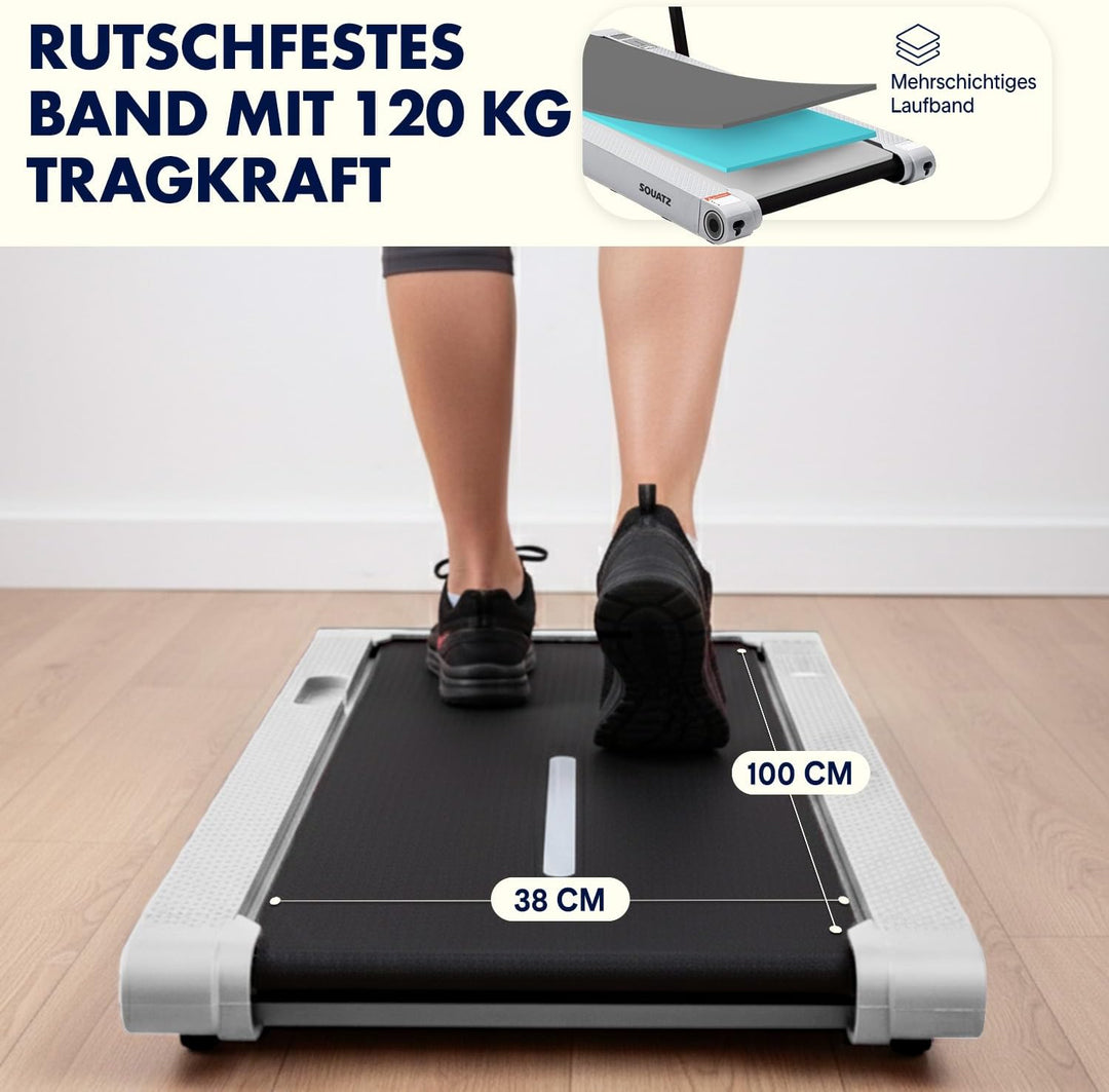 Squatz 2 in 1 Walking Pad- mit Vibration, Laufband für Zuhause, 6 km/h, mit APP & Bluetooth, Unter-d