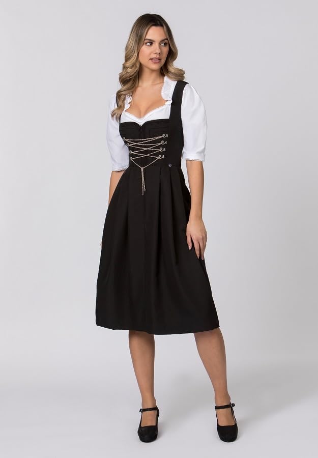 Stockerpoint Damen Adele Midi Dirndl ohne Schürze 34 Schwarz, 34 Schwarz