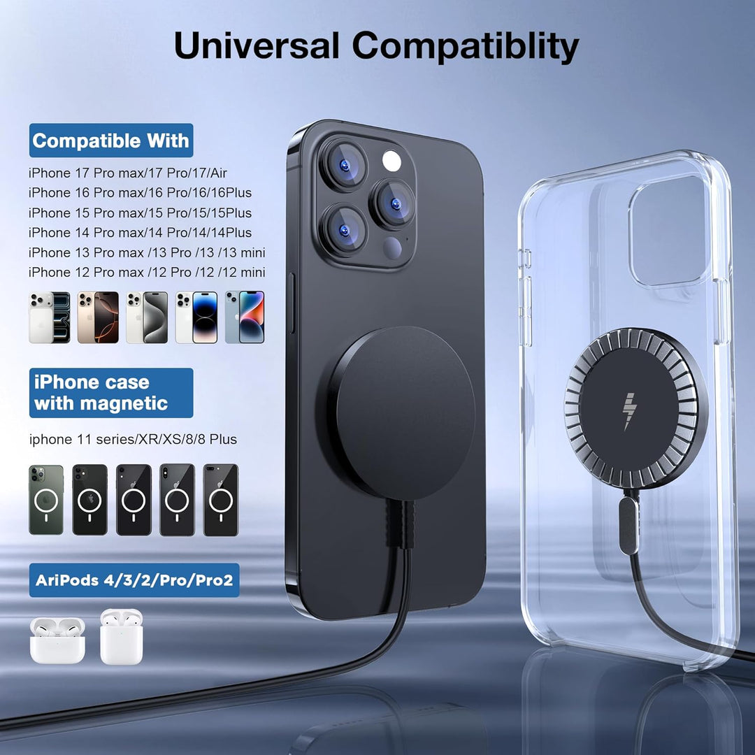 Mag-Safe Ladegerät für iPhone Ladestation: Magnet Wireless Charger Induktive Kabelloses Ladepad Komp