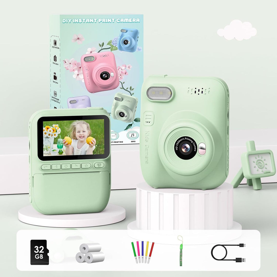 Sofortbildkamera Kinder,14MP 3.0 Zoll Bildschirm Kinderkamera Sofortbildkamera mit 32G Karte,Druckpa