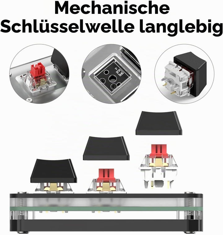 3 Tasten Mini Tastatur - Copy Paste Cut - Mechanische RGB Gaming Tastatur, Programmierbar, Makro, Be
