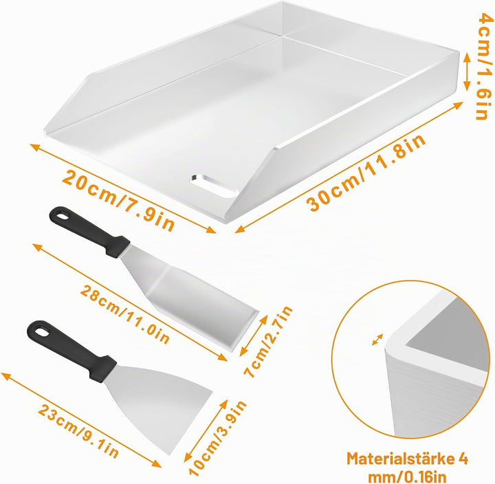 Froadp Edelstahl Grillplatte | 20x30x4cm Universal BBQ Plancha mit Ölrinne | BBQ Plancha für Gas- &amp;