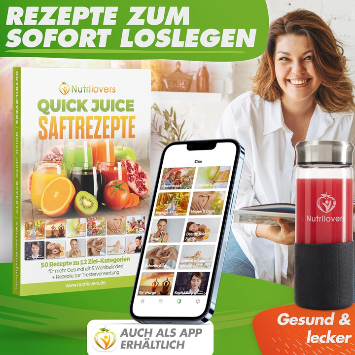 Nutrilovers QUICK-JUICER MAX Entsafter Obst und Gemüse, XXL Einwurf, Edelstahlsieb, Externer Trester