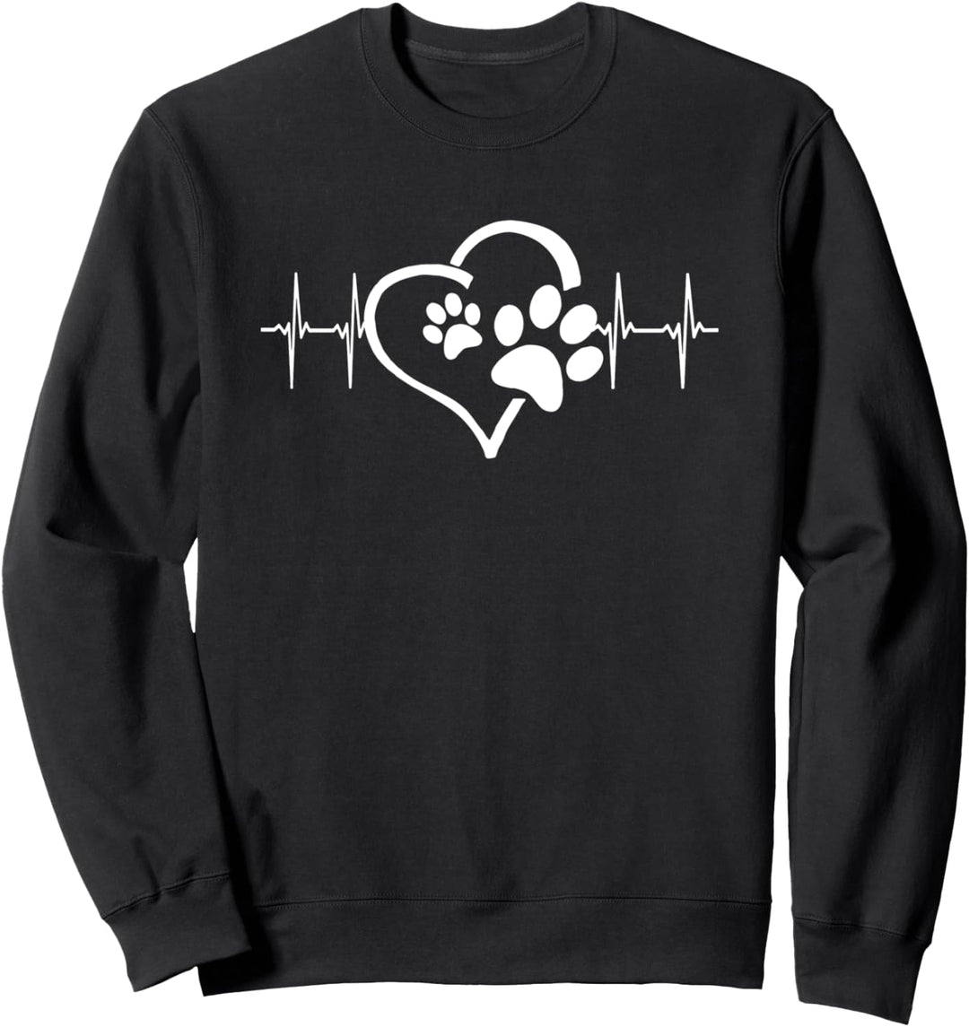 Dog Mom Cute Dog Paw Print Heart Black Sweatshirt