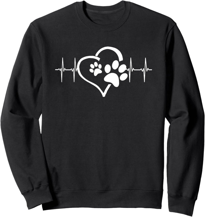 Dog Mom Cute Dog Paw Print Heart Black Sweatshirt