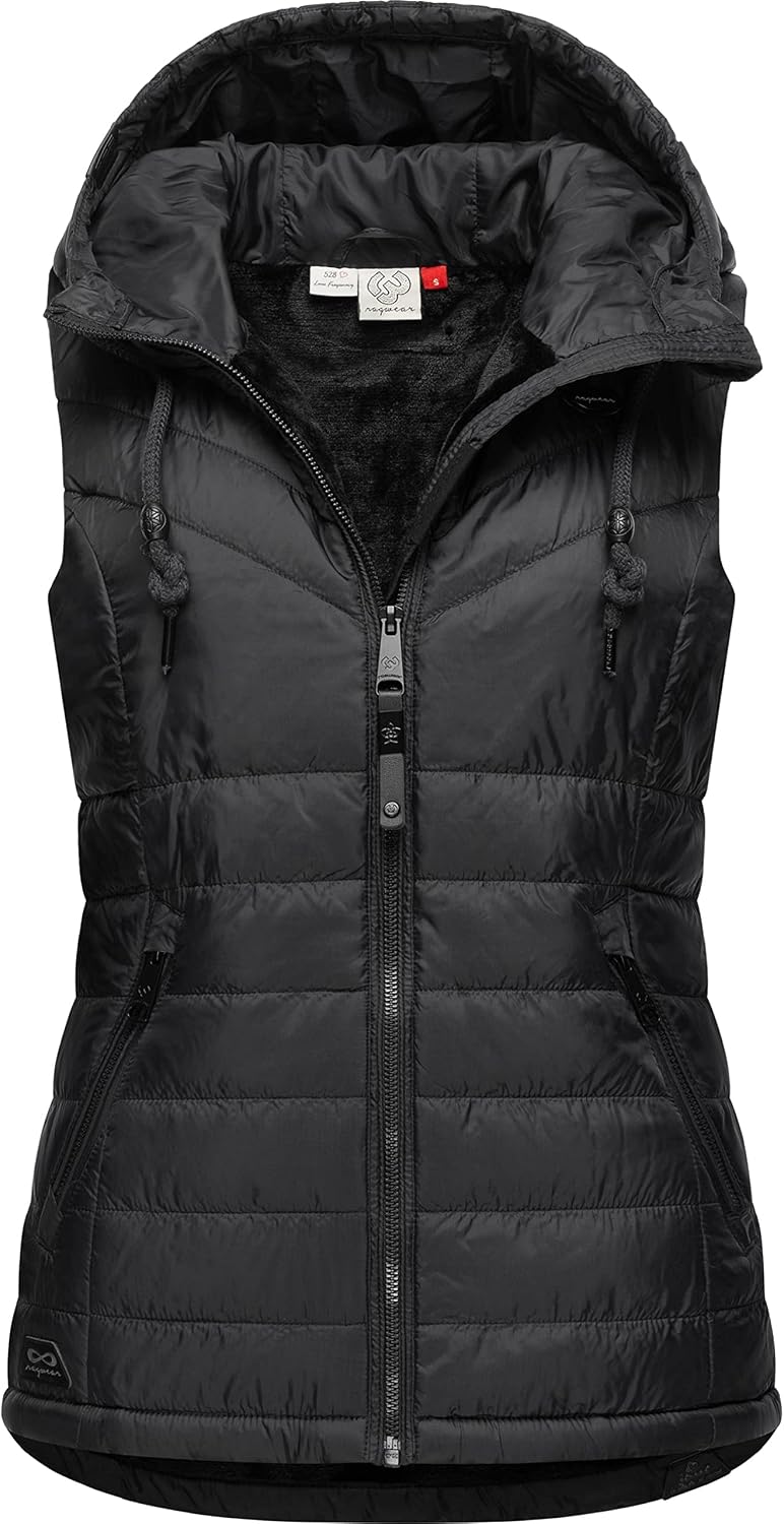 Ragwear Damen Winterjacke warme Steppweste mit Kapuze Lucinda Vest XS-XXL XL Schwarz, XL Schwarz