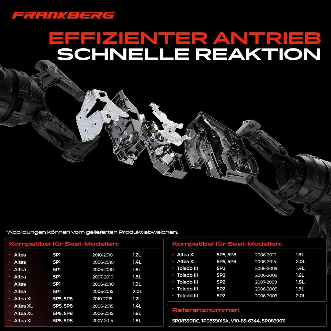 Frankberg Heckklappenschloss Hinten Links 8-Polig Kompatibel mit Altea 5P1 MPV 1.2L-2.0L 2006-2010 A