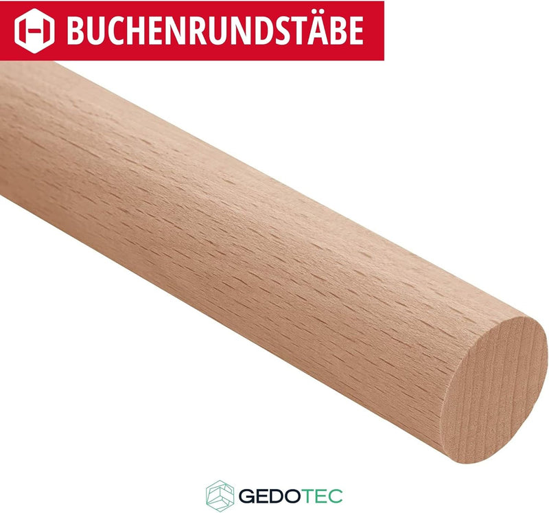 Gedotec Buchen-Rundstab glatt | Rundhölzer | Bastelstäbe 25 x 1000 mm | 5 Stück | Holzstäbe aus Buch