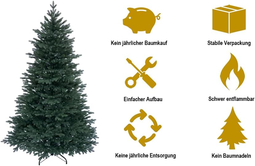 RS Trade HXT 1418 150 cm künstlicher 100% PE Spritzguss Weihnachtsbaum (Ø ca. 106 cm) mit ca. 2375 S