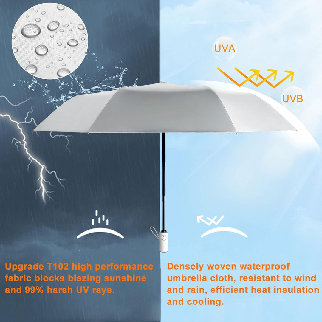 CUBY Regenschirm, Sonnenschirm Regenschirm, Freien Uv-Schutz Damen Automatik Faltschirm Winddicht Re