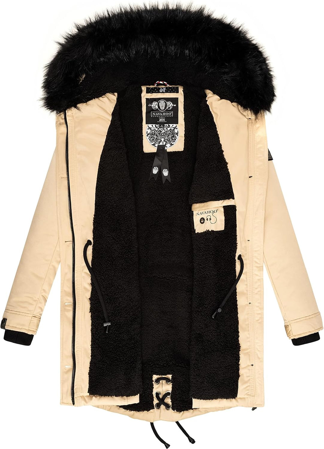 Navahoo Damen Warmer Winterparka mit Kapuze Luluna Prc XS-XXL L Beige, L Beige