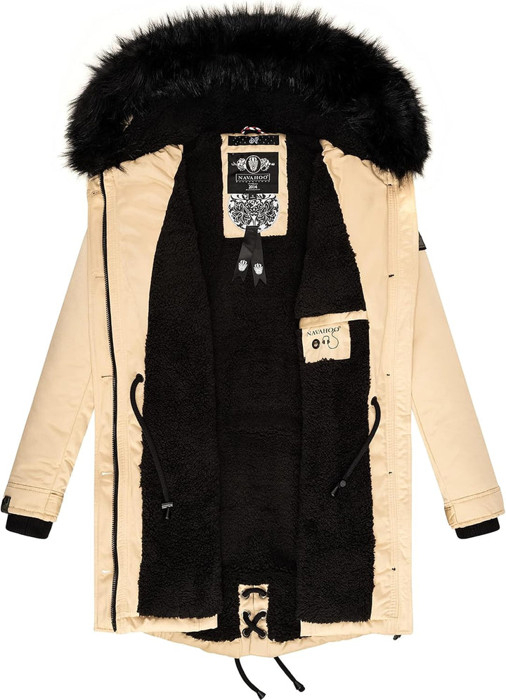 Navahoo Damen Warmer Winterparka mit Kapuze Luluna Prc XS-XXL L Beige, L Beige
