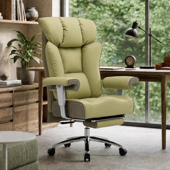 Efomao Bürostuhl, Executivesessel PU-Leder mit Integrierter Lendenwirbelstütze, Ergonomischer Chefse