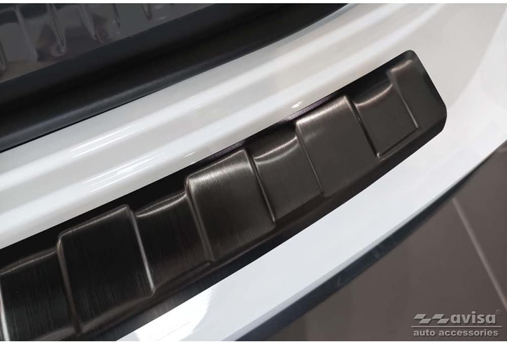 Avisa Schwarz Edelstahl Heckstossstangenschutz kompatibel mit Audi Q3 II 2019- inkl. S-Line 'Ribs'