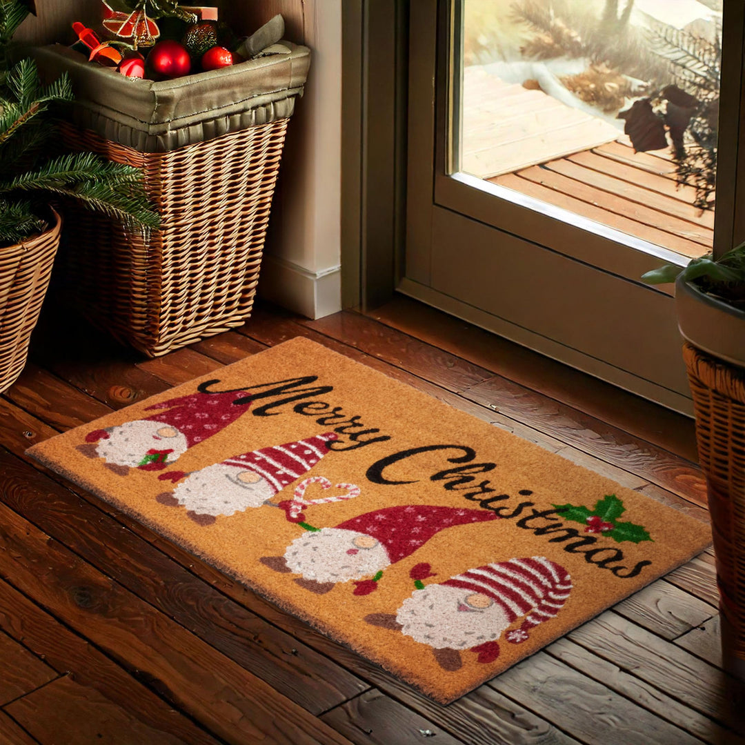 BRUBAKER Weihnachtsfussmatte für Aussen und Innen - Merry Christmas mit Wichtel Zwergen - 45 x 75 cm