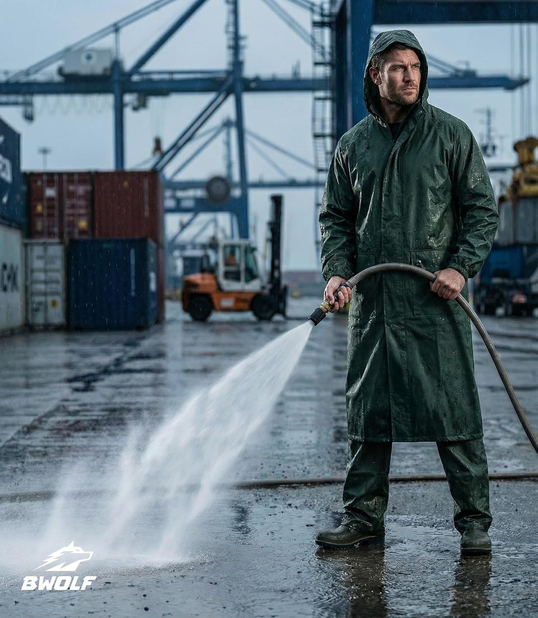 BWOLF POSEIDON Regenmantel Herren Regenmantel Wasserdichte Lange Regenjacke Outdoor Wiederverwendbar