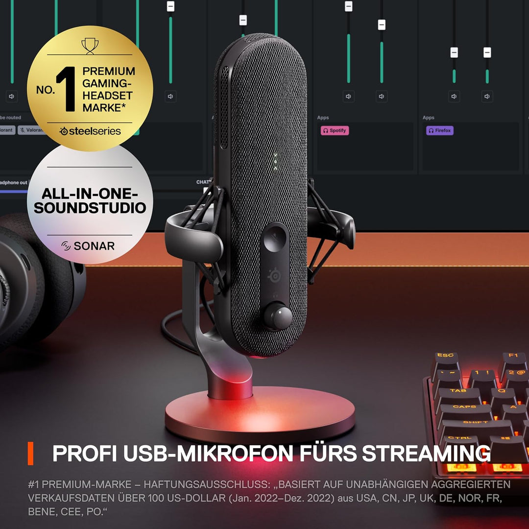 SteelSeries Alias USB-Mikrofon für PC – 3 Mal grössere Kapsel fürs Gaming, Streaming und Podcasting