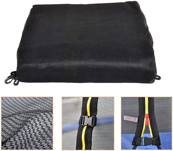 Trampolin Sicherheitsnetz Ersatznetz (für Trampolingestell 366cm mit 8 Stangen, Schwarz/Schwarz) 366