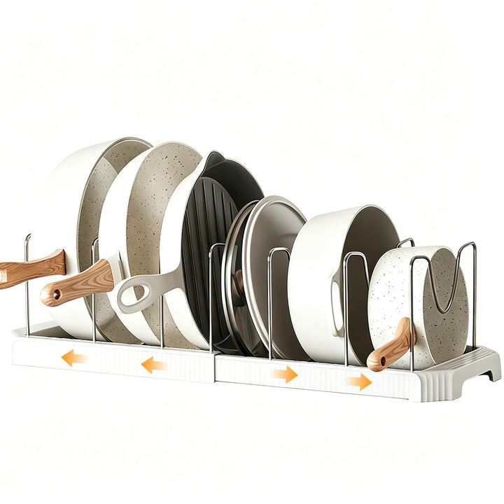 Pfannen Organizer, Pfannen Aufbewahrung Ausziehbar 33-55,8 cm, Topfdeckelhalter Schublade mit 7 Vers