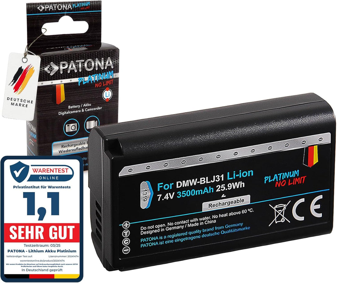 PATONA Platinum Akku DMW-BLJ31 Kompatibel mit Panasonic Lumix DC S1 S1R S1H