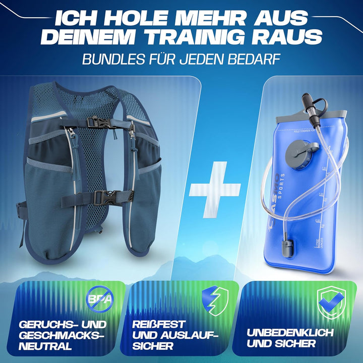 SASMO® Laufweste Damen & Herren 5L / 2L | Running Vest - Ultraleicht & atmungsaktiv| Laufrucksack Da