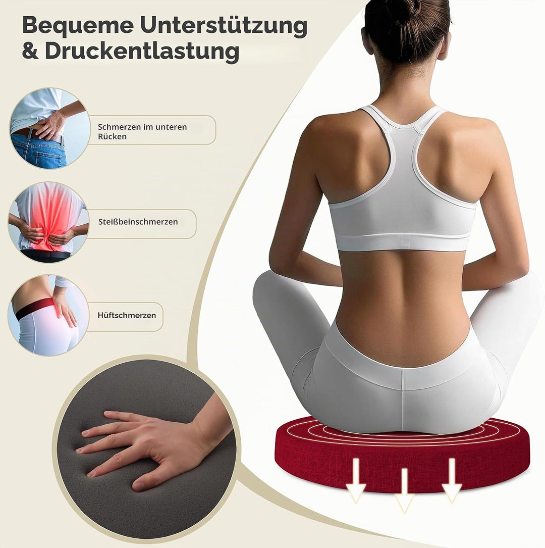 AddGrace Runde Sitzkissen für Esszimmerstühle 2er-Pack 40x40cm Rot | Strukturiertes Kunstleinen, abn