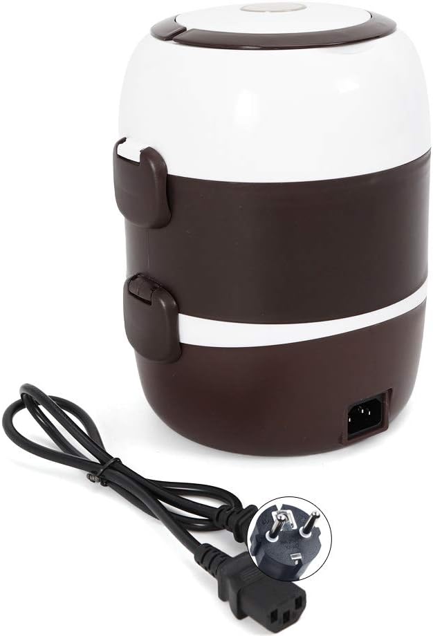 Lightakai Elektrisch Lunchbox, 2L Tragbare Brotdose Reiskocher Dampfgarer 3 Schicht Reiskocher Dampf