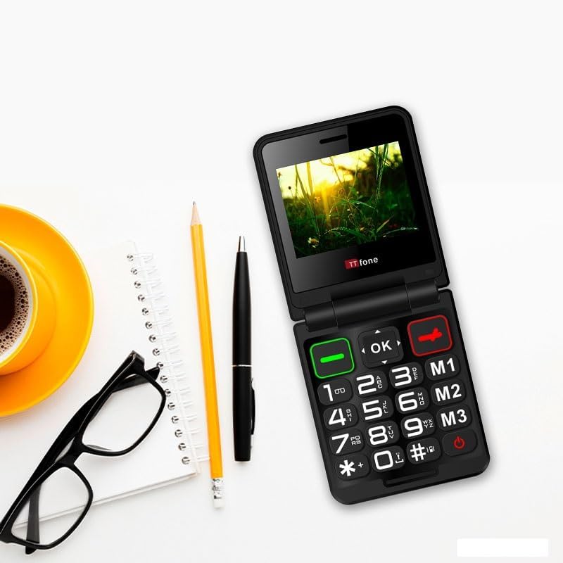 TTfone Klapphandy TT660 mit faltbarem Design, grossen Tasten, Notruf, Langer Akkulaufzeit und 3G & 4