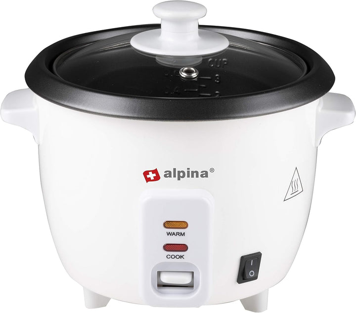 alpina Dampfgarer Reiskocher Warmhaltefunktion 0,6L Dampfgarer Reiskochtopf Aluminiumtopf 300 Watt 0