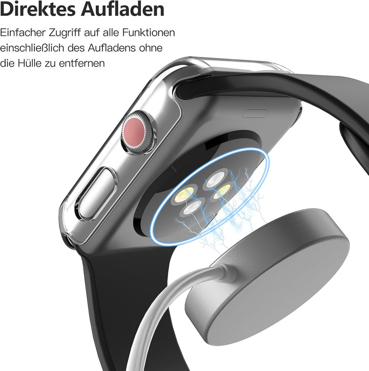 Misxi Transparent Hard Hülle mit Glas Displayschutz Kompatibel mit Apple Watch Series 3 Serie 2 38mm
