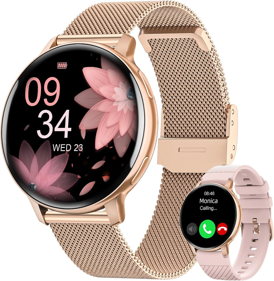 HASAKEI Smartwatch Damen mit Telefonfunktion, 1,39" HD Touchscreen Fitnessuhr, 120 Sportmodi/Pulsuhr