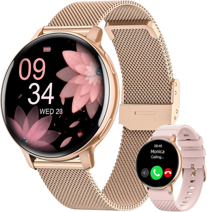 HASAKEI Smartwatch Damen mit Telefonfunktion, 1,39" HD Touchscreen Fitnessuhr, 120 Sportmodi/Pulsuhr
